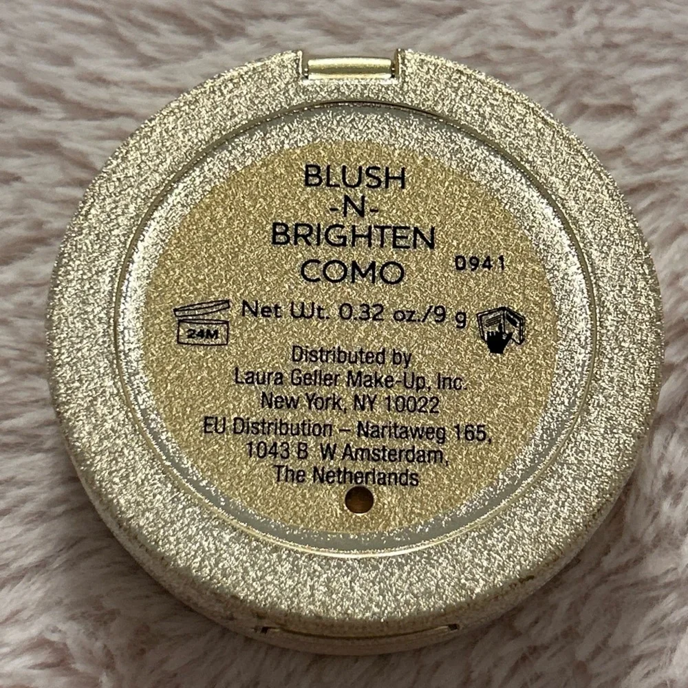 LAURA GELLER Blush -N- Brighten COMO baked powder 0.32 oz 9 g NEW gold case Rare